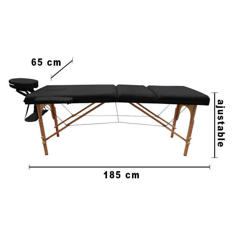 Cama Masaje Plegable 3 Secciones Spa Tatuaje Tattoo Salon Negro