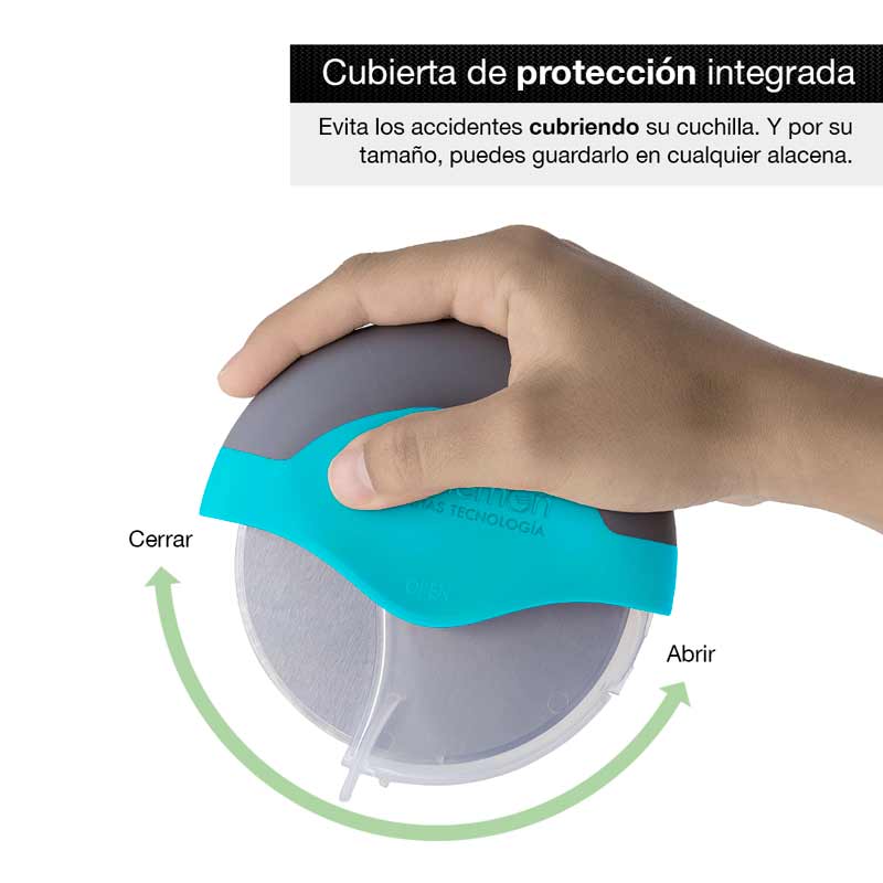 Redlemon Cortador de Pizza Ergonómico con Cubierta de Protección, Fabricado en Acero Inoxidable, Desarmable y Fácil de Lavar, Afilado