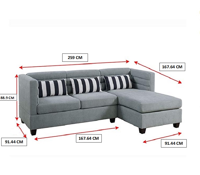 Seccional de 2 piezas, sofá y chaise color Gris - POUNDEX F6996