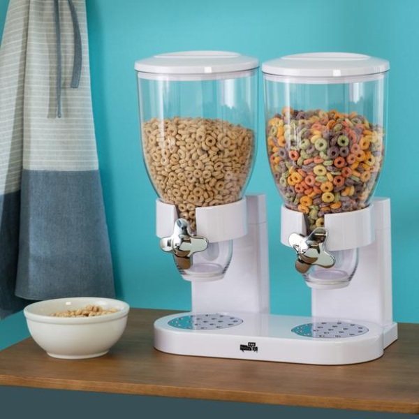 Dispensador Doble de cereal color Blanco Zevro Modelo GAT-201C