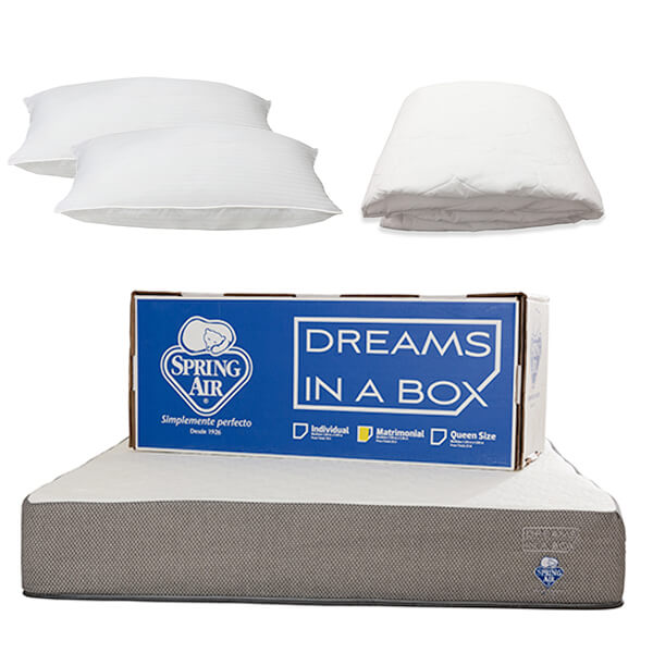 Colchón King Size Quartz en caja más regalo 1 Protector de colchón y 2 Almohadas Spring Air