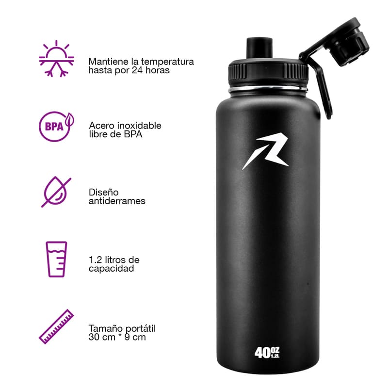 Redlemon Termo de Acero Inoxidable con Aislamiento Térmico para Agua Fría o Caliente, de 40 Oz (1.2 Litros)