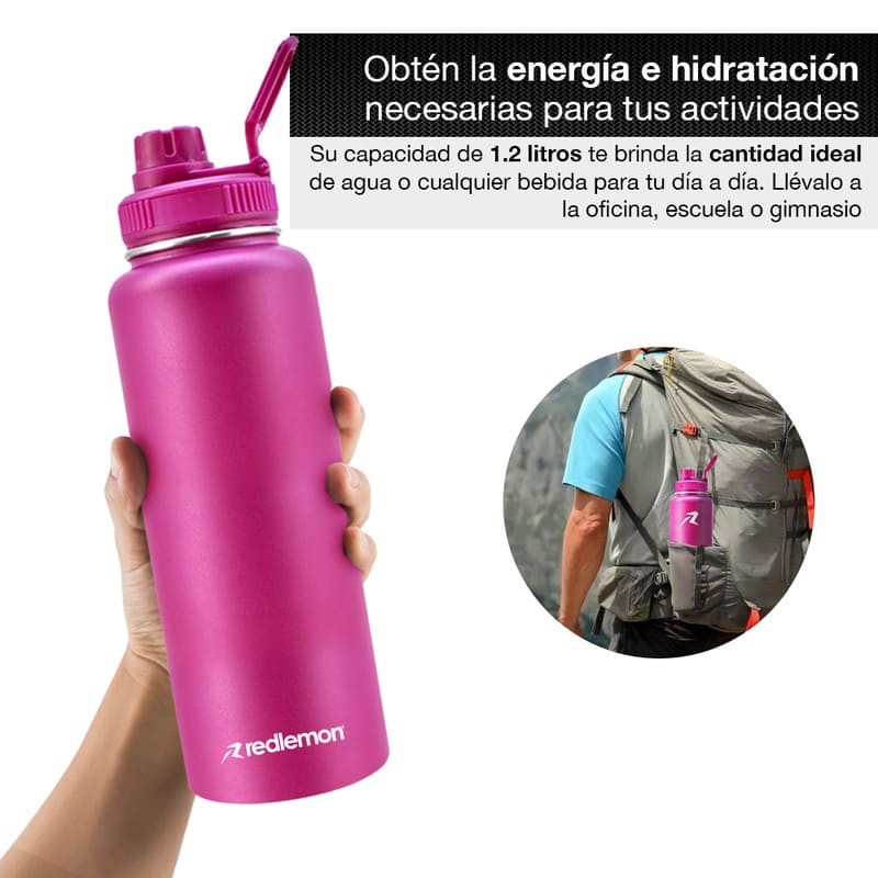 Redlemon Termo de Acero Inoxidable con Aislamiento Térmico para Agua Fría o Caliente, de 40 Oz (1.2 Litros)