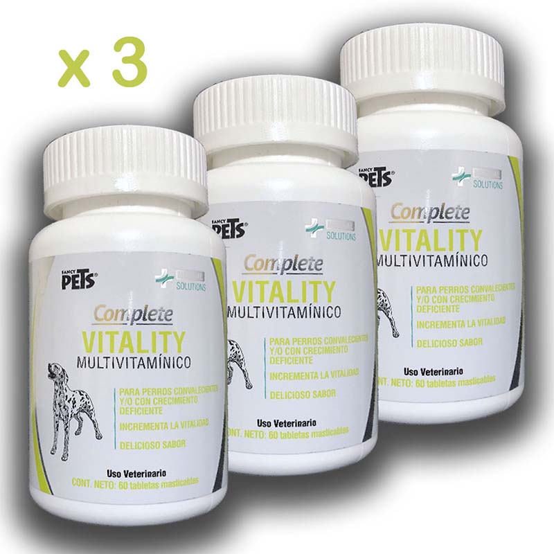 Multivitaminico Para Perro 3 Frascos 60 Tabletas Masticables Complemento Vitaminas Para Perro