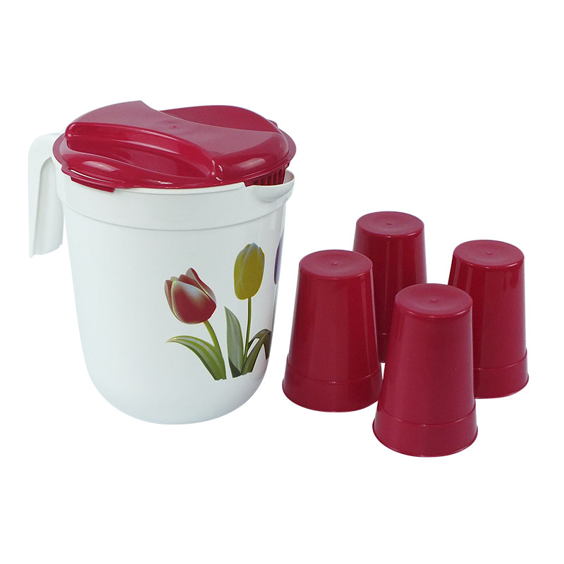 Jarra de Plastico 3 Litros con 4 Vasos - FoodKeepers