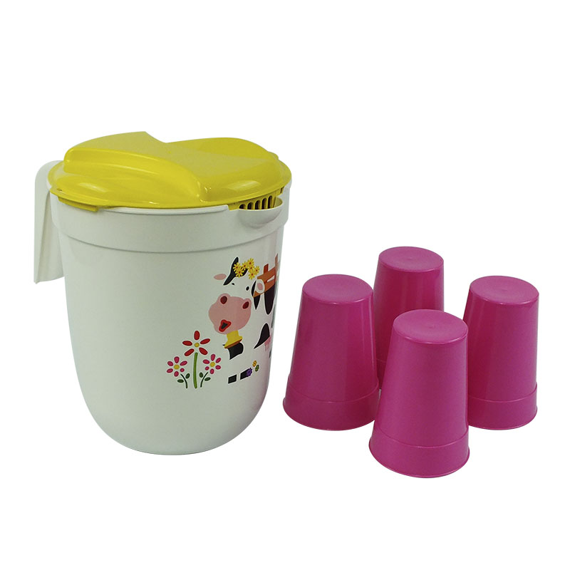 Jarra de Plastico 3 Litros con 4 Vasos - FoodKeepers