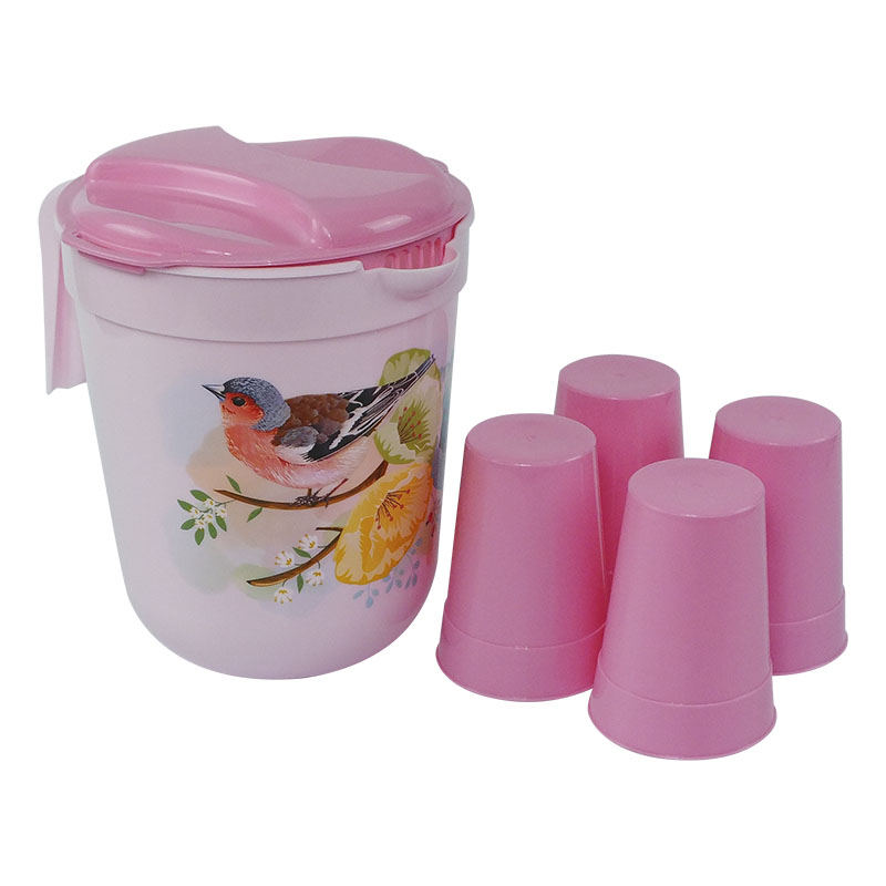 Jarra de Plastico 3 Litros con 4 Vasos - FoodKeepers