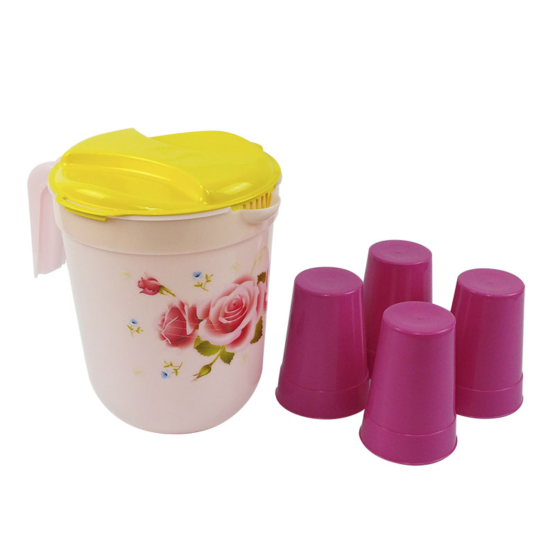 Jarra de Plastico 3 Litros con 4 Vasos - FoodKeepers