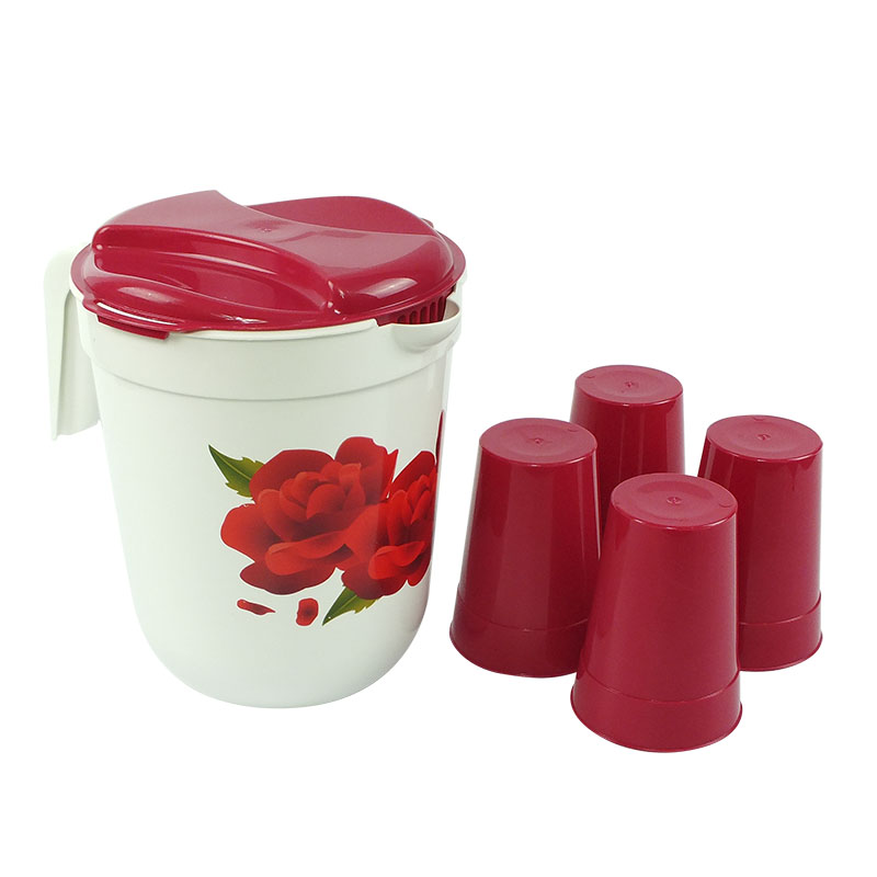 Jarra de Plastico 3 Litros con 4 Vasos - FoodKeepers
