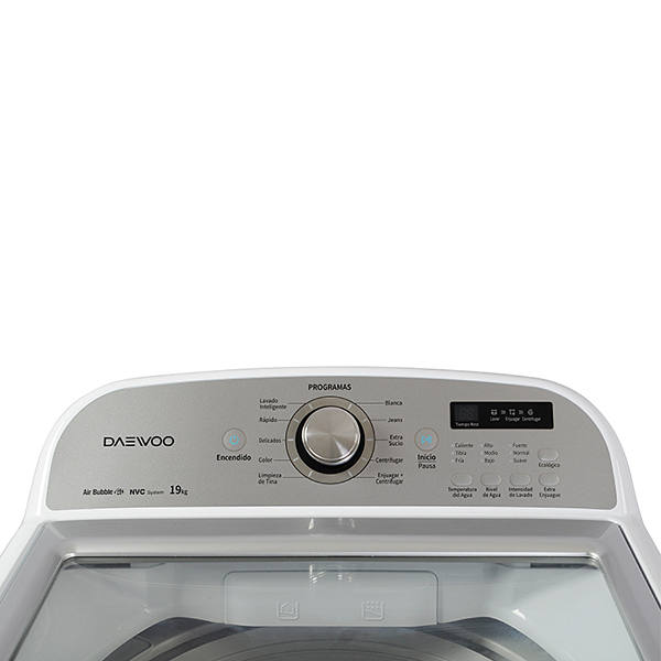 Lavadora automática Daewoo de 19 Kg con bajo consumo de agua y energía color blanco modelo DWF-DG1B386CSW1