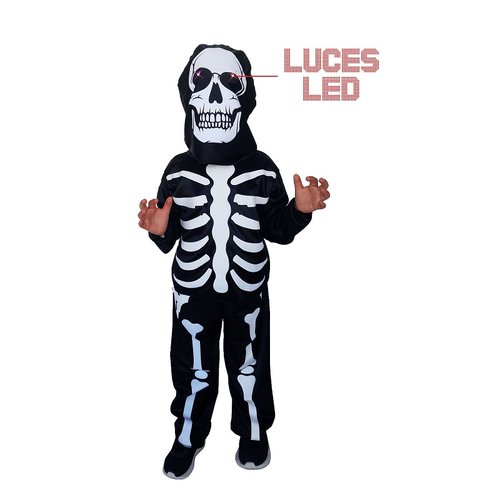 Disfraz de Halloween Calaca Esqueleto Niños Calavera Muerte Ojos Luz LED  - Disfraces TuDi