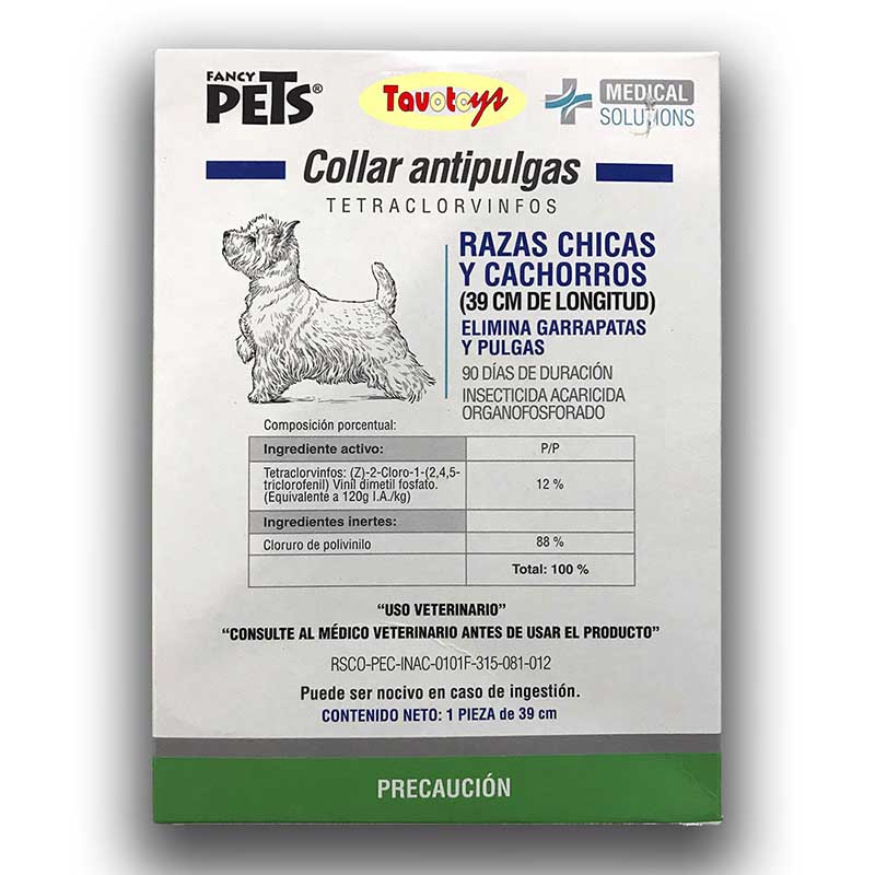Collar Antipulga Antigarrapata Para Perro Chico Cachorro 39 Cm Collar Insecticida