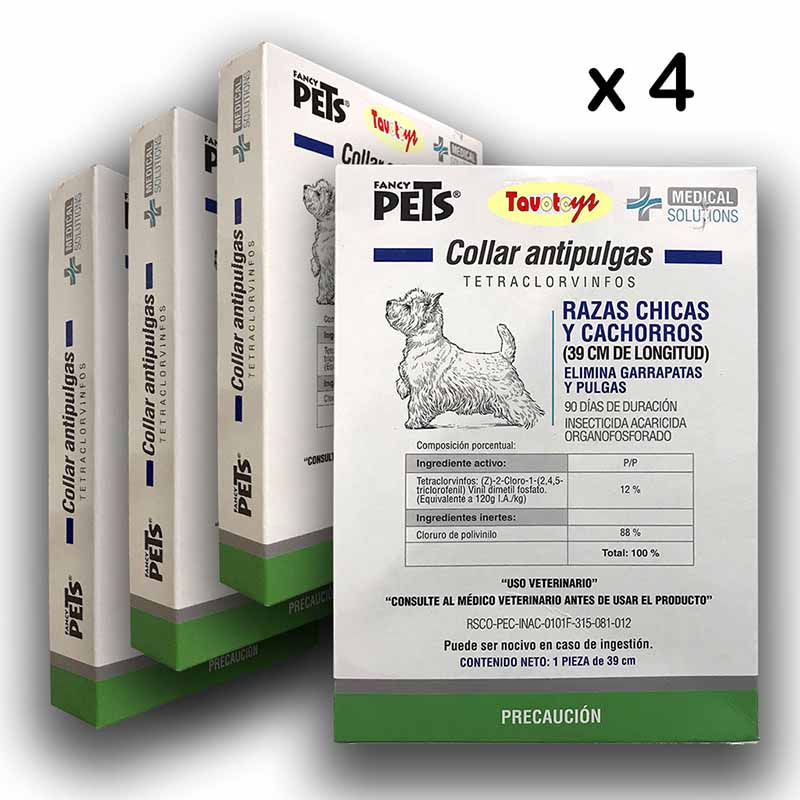Collar Antipulga Antigarrapata Para Perro Chico Cachorro 39 Cm 4 Pzas Collar Insecticida