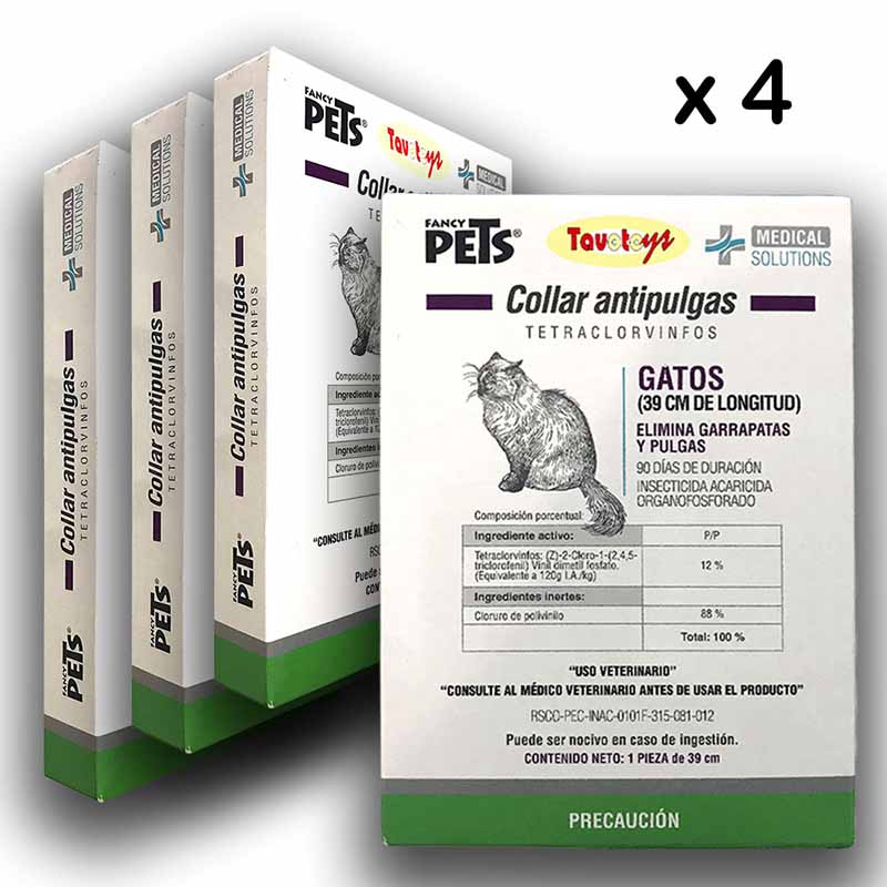 Collar Antipulga Para Gato Antigarrapata Fancy Pets 39 Cm 4 Pzas Collar Insecticida