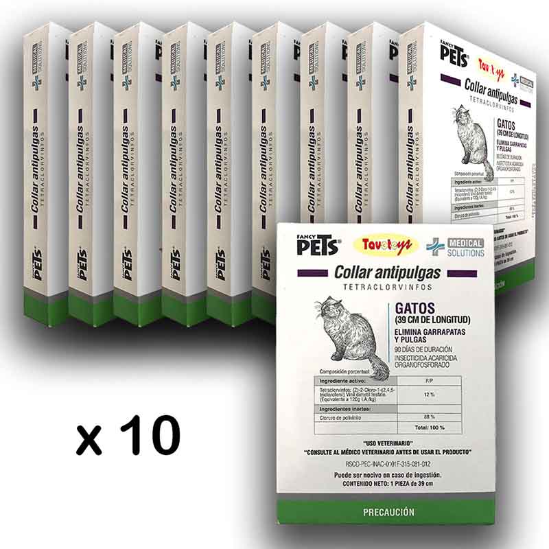 Collar Antipulga Para Gato Antigarrapata Fancy Pets 39 Cm 10 Pzas Collar Insecticida
