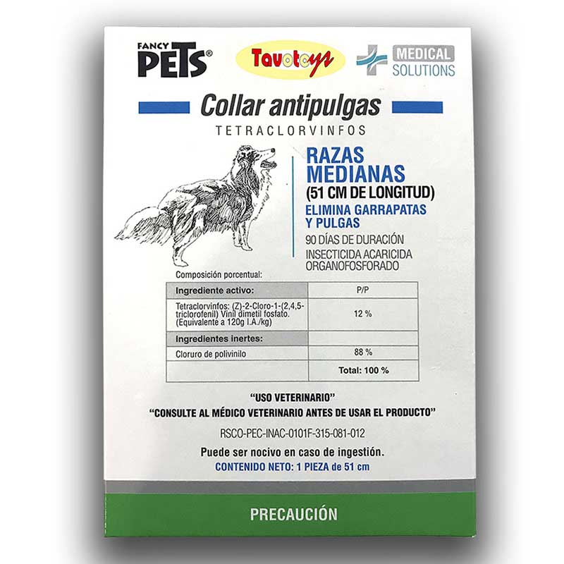 Collar Antipulga Antigarrapata Para Perro Mediano 51 Cms 4 Pzas Collar Insecticida