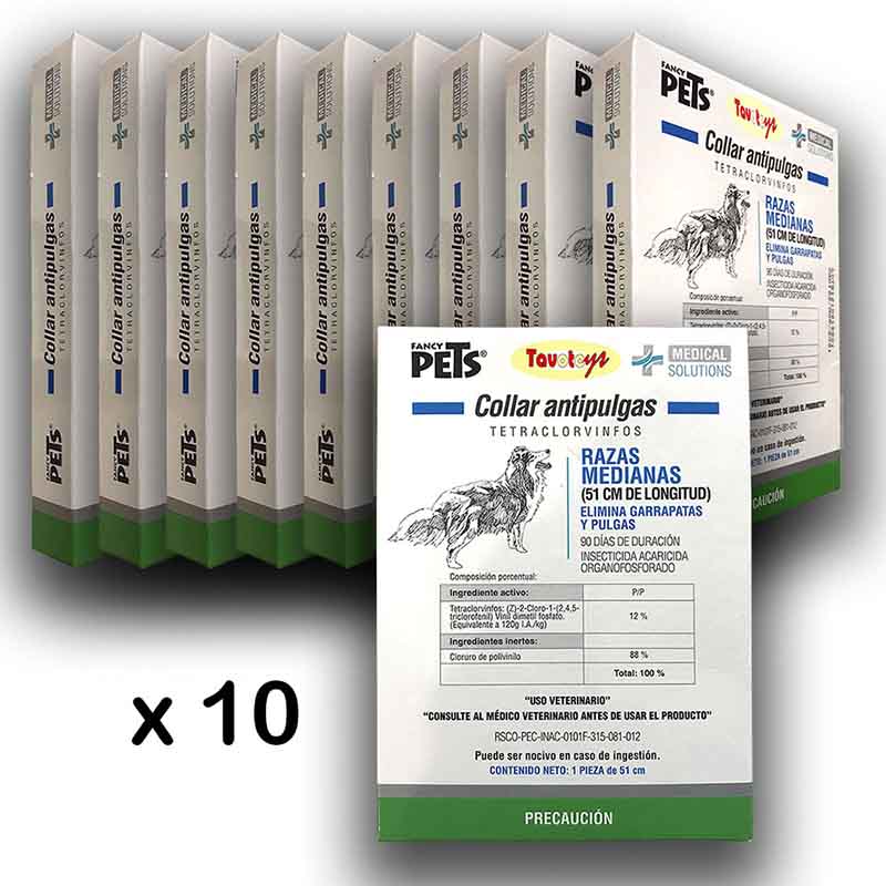 Collar Antipulga Antigarrapata Para Perro Mediano 51 Cms 10 Pzas Collar Insecticida