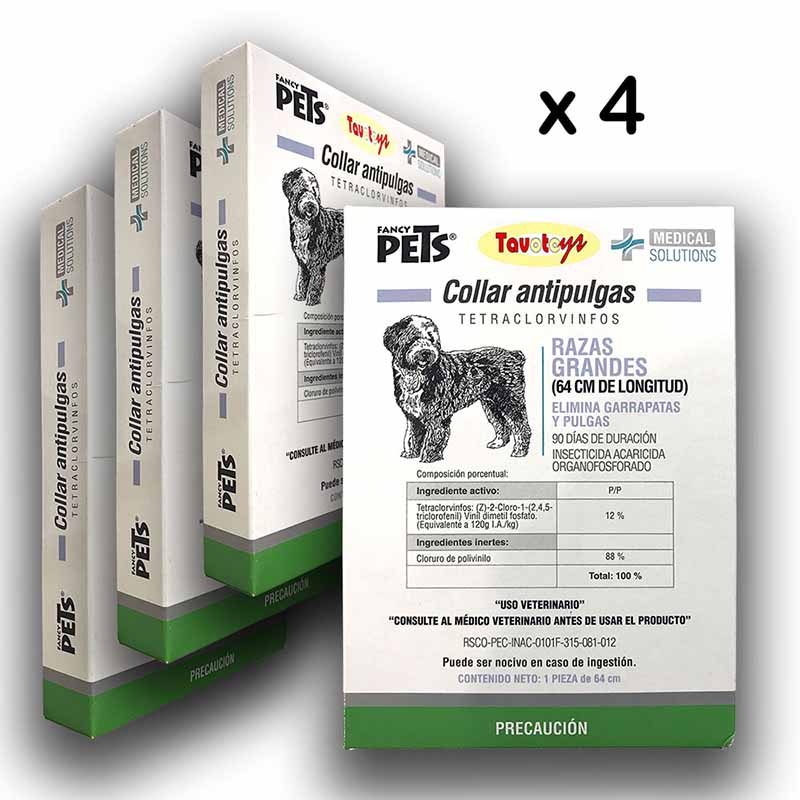 Collar Antipulga Antigarrapata Para Perro Grande 64 Cms Largo 4 Pzas Collar Insecticida