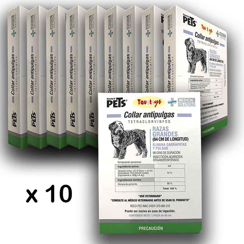 Collar Antipulga Antigarrapata Para Perro Grande 64 Cms Largo 10 Pzas Collar Insecticida