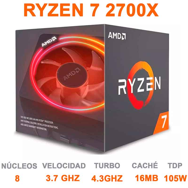 Procesador AMD RYZEN 7 2700X 3.7 Ghz 8 Core AM4 