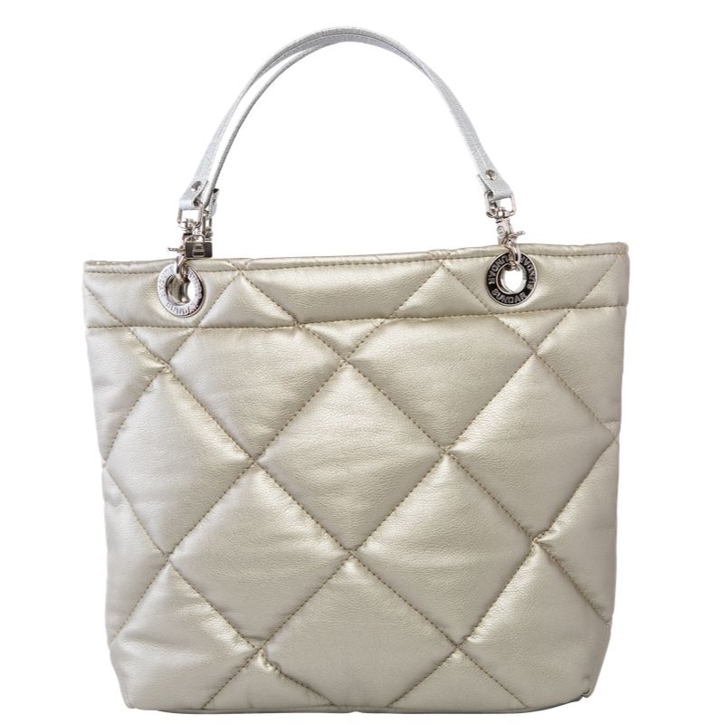 Bolsa Dorada para mujer marca Sundar de asas intercambiables modelo Rombos colores con Cierre.