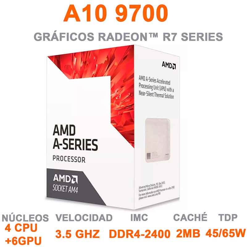 Procesador AMD APU A8 9600 3.4 Ghz 4 Core AM4 Radeon R7 