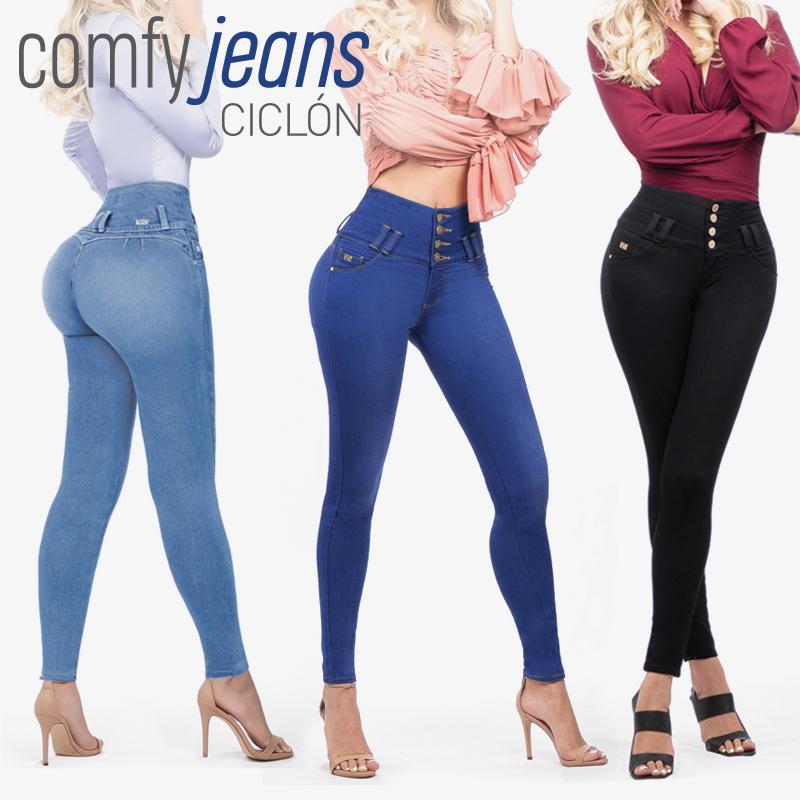 Comfy Jeans Ciclon Paquete 3 pzas Negro Azul Claro y Medio Mediano