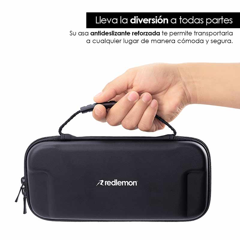 Redlemon Funda y Estuche Rígido Portátil para Nintendo Switch Lite, Incluye Mica de Cristal Templado, Compartimentos para Juegos, Espacio para Controles y Accesorios, Resiste Golpes y Caídas