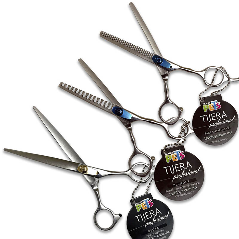 Tijeras Para Estetica Canina Kit  De 3 Pzas Recta Blender Entresacado Peluqueria De Perros