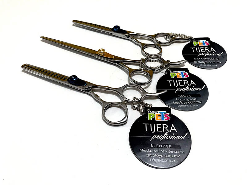 Tijeras Para Estetica Canina Kit  De 3 Pzas Recta Blender Entresacado Peluqueria De Perros