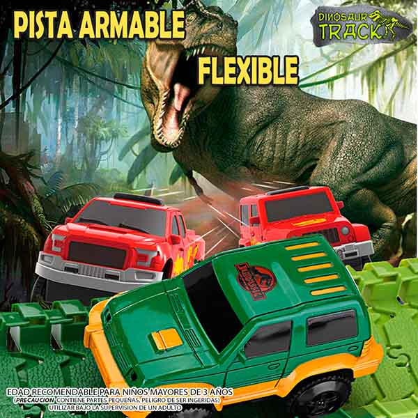 Hf Pista Armable Dinosaurio Flexible 81136 Carrito Eléctrico Didáctica