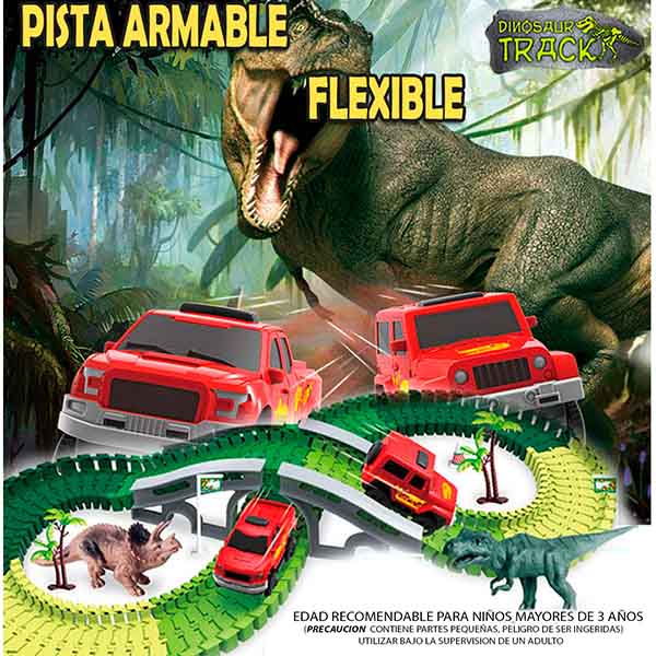 Hf Pista Armable Dinosaurio Flexible 81137 Carrito Eléctrico Didáctica