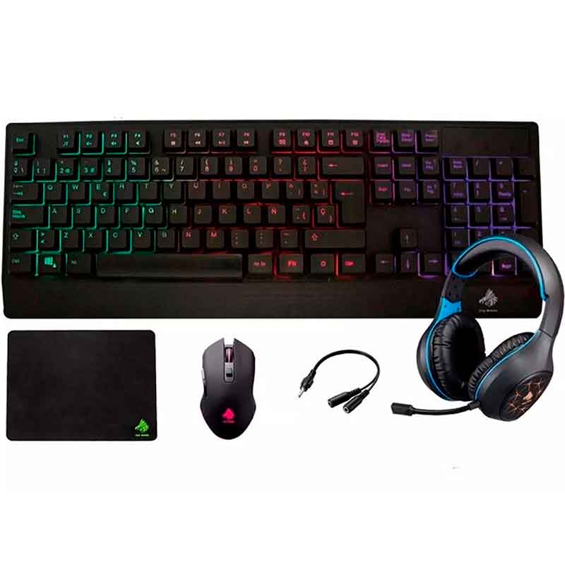 Kit Teclado Mouse Diadema MousePad EAGLE WARRIOR Rhino Azul KG5-1RHINOBEGW 