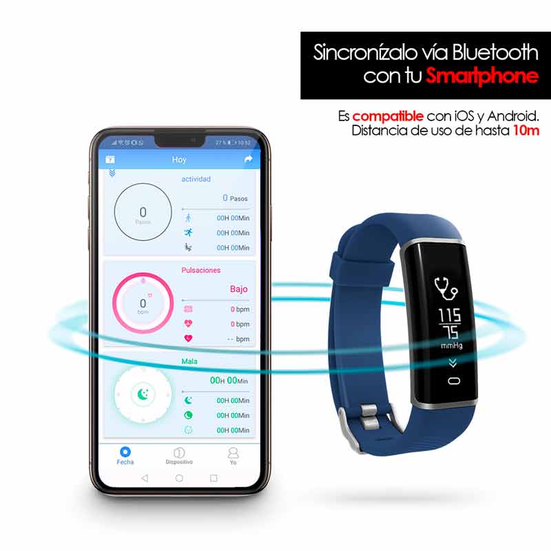 Redlemon Pulsera Inteligente Fitband Sport Contra Agua, Monitor Ritmo Cardiaco, Notificaciones Android iOS