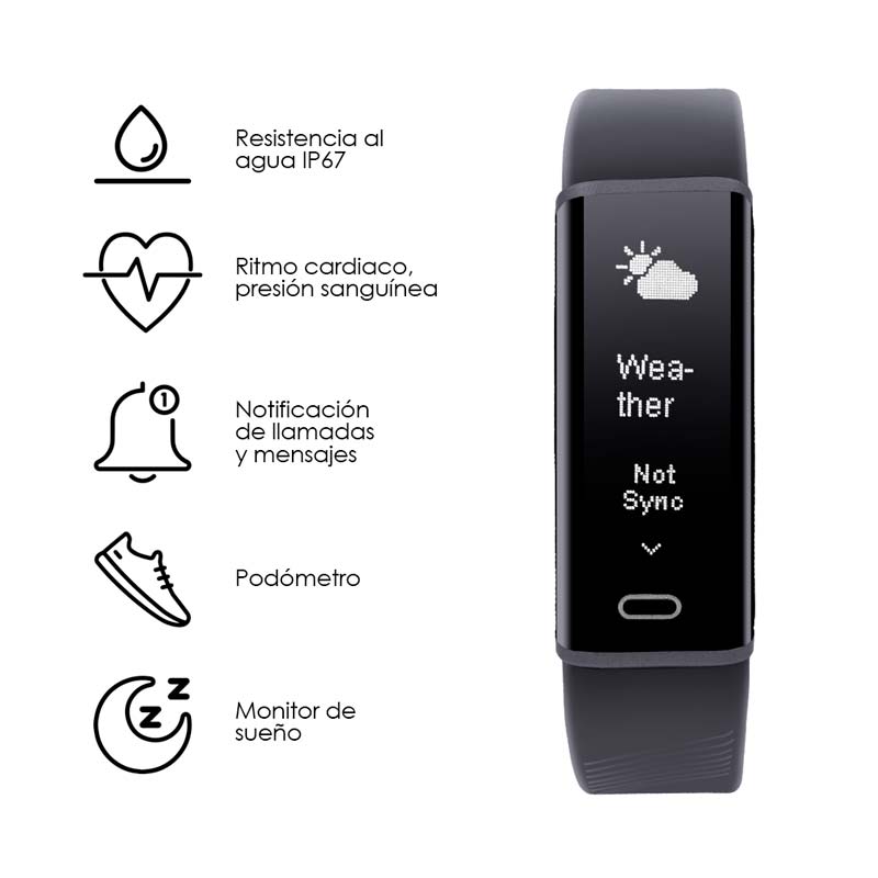 Redlemon Pulsera Inteligente Fitband Sport Contra Agua, Monitor Ritmo Cardiaco, Notificaciones Android iOS