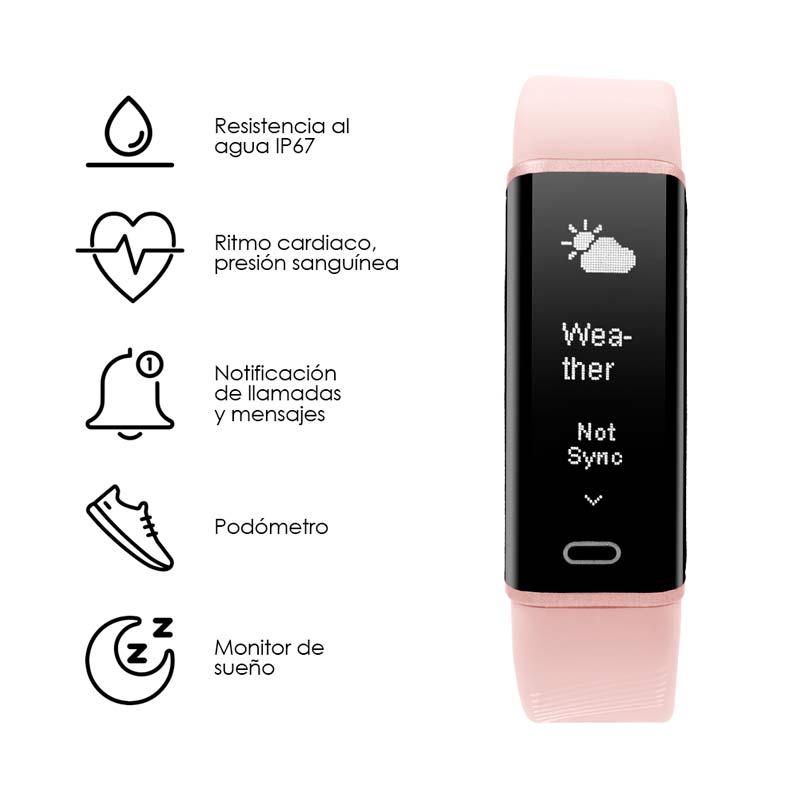 Redlemon Pulsera Inteligente Fitband Sport Contra Agua, Monitor Ritmo Cardiaco, Notificaciones Android iOS
