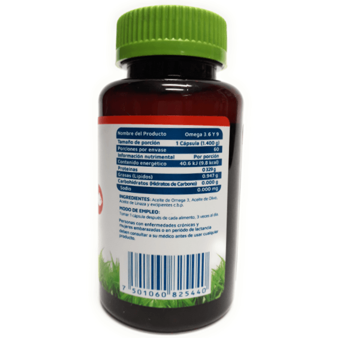 Suplemento Alimenticio, Omega 3 6 9 , 60 cápsulas, Vidanat