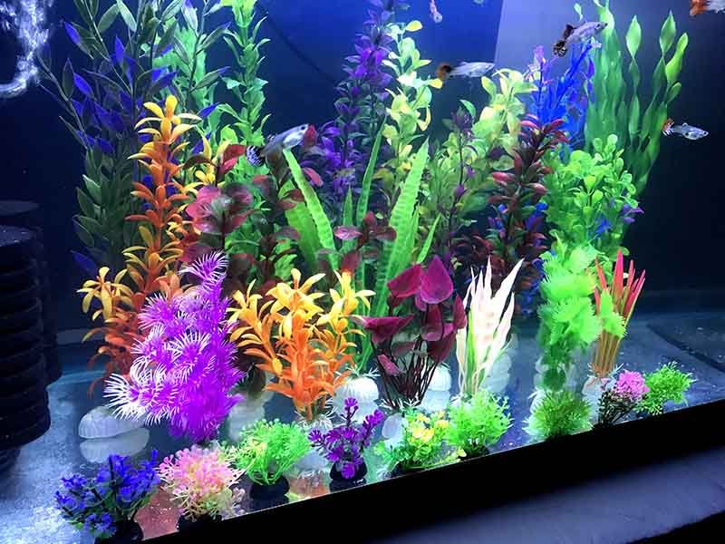 Plantas Para Acuario Artificiales Plasticas Decorativas 27 Pzas Variedad De Colores Y Tamaños