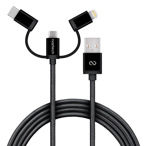 Naztech Cable 3 en 1 Micro USB + Lightning + USB-C