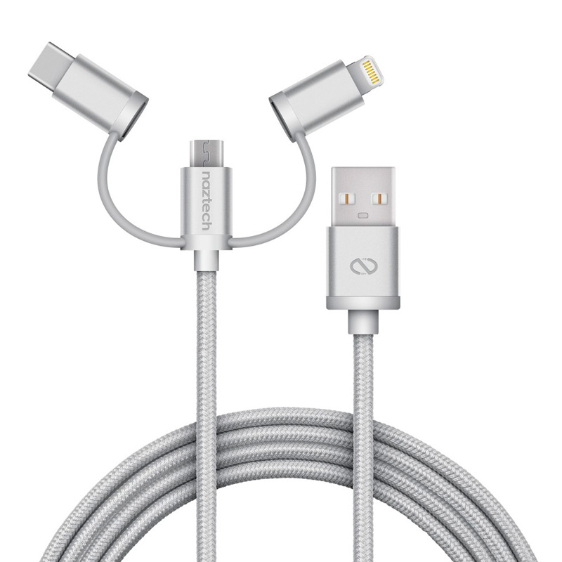 Naztech Cable 3 en 1 Micro USB + Lightning + USB-C