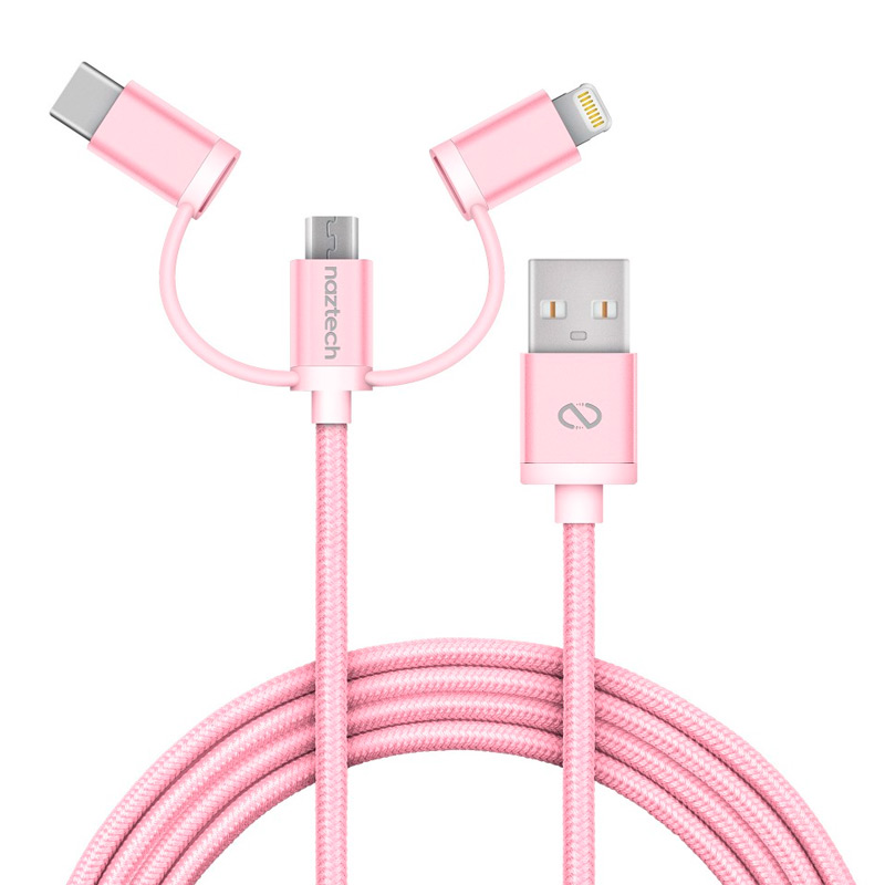 Naztech Cable 3 en 1 Micro USB + Lightning + USB-C