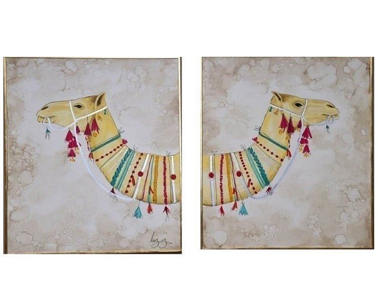 Cuadro Decorativo Diptico Camellos - Kessa