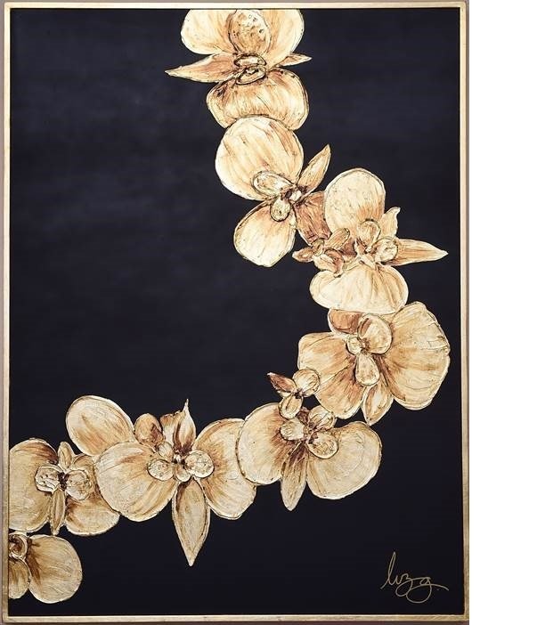 Cuadro Decorativo Orquideas Oro - Kessa