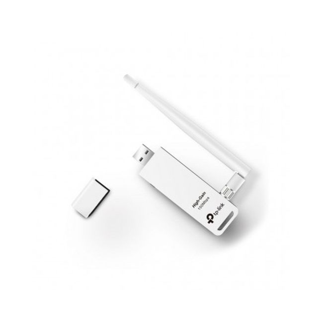 Adaptador USB TP-LINK TL-WN722N, Inalámbrico, 150 Mbit/s, Color blanco
