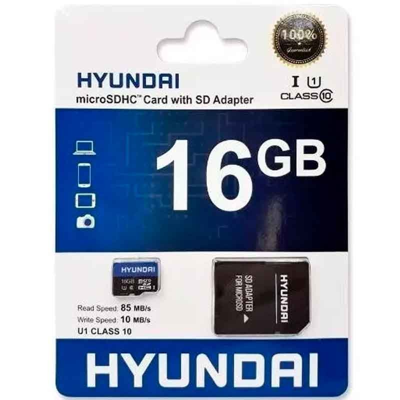 Memoria Micro SDHC 16GB HYUNDAI Clase 10 C/Adaptador SD SDC16GU1