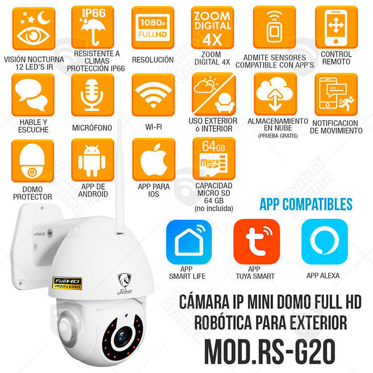 Camara Ip Domo Exterior Full HD 1080p Rastreo de Movimiento Auto Tracking Tuya