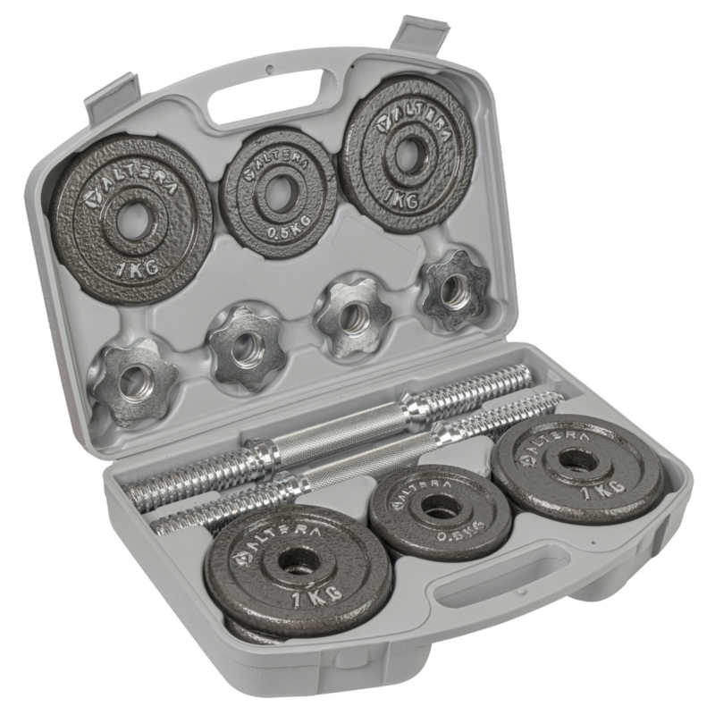 Set de Mancuernas 12 Discos Pesos .5 y 1 kg Incluye Estuche de Plastico