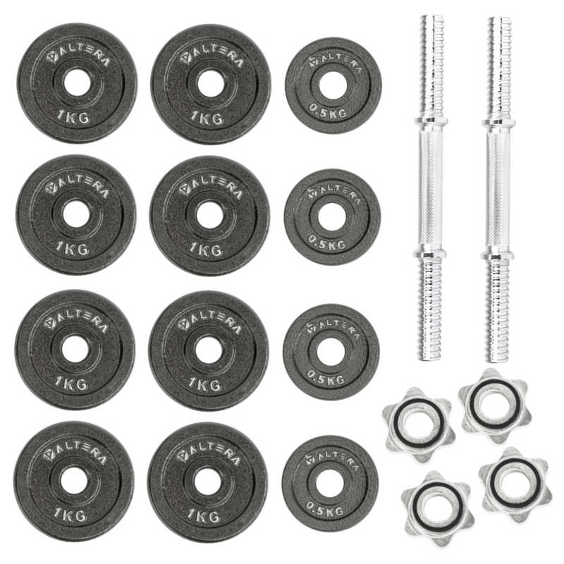 Set de Mancuernas 12 Discos Pesos .5 y 1 kg Incluye Estuche de Plastico