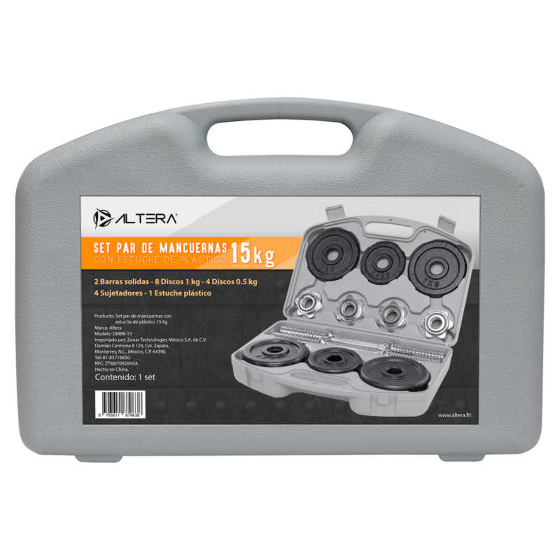 Set de Mancuernas 12 Discos Pesos .5 y 1 kg Incluye Estuche de Plastico