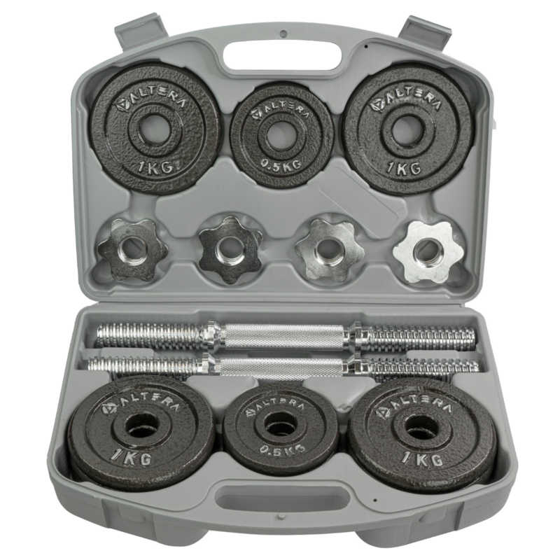 Set de Mancuernas 12 Discos Pesos .5 y 1 kg Incluye Estuche de Plastico